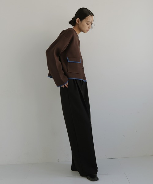 hellam（へラム）の「バイカラーニットカーディガン（カーディガン/ボレロ・レディース・アイボリー/ブラック/チャコール/ブラウン・FREE）」の12枚目の写真