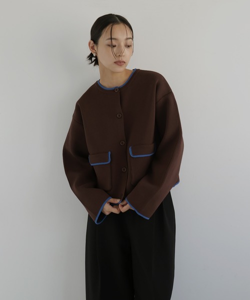 hellam（へラム）の「バイカラーニットカーディガン（カーディガン/ボレロ・レディース・アイボリー/ブラック/チャコール/ブラウン・FREE）」の16枚目の写真