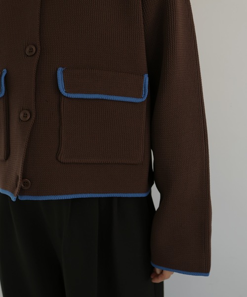 hellam（へラム）の「バイカラーニットカーディガン（カーディガン/ボレロ・レディース・アイボリー/ブラック/チャコール/ブラウン・FREE）」の13枚目の写真