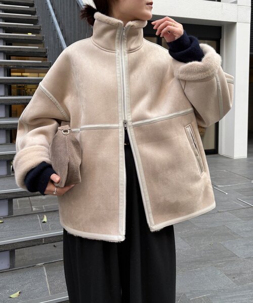 DouDou（ドゥドゥ）の「フェイクムートンショートコート（その他アウター・レディース・ブラック/ホワイト系その他・FREE）」の6枚目の写真