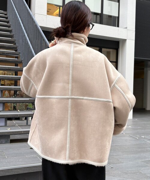 DouDou（ドゥドゥ）の「フェイクムートンショートコート（その他アウター・レディース・ブラック/ホワイト系その他・FREE）」の8枚目の写真