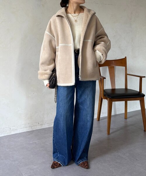 DouDou（ドゥドゥ）の「フェイクムートンショートコート（その他アウター・レディース・ブラック/ホワイト系その他・FREE）」の9枚目の写真