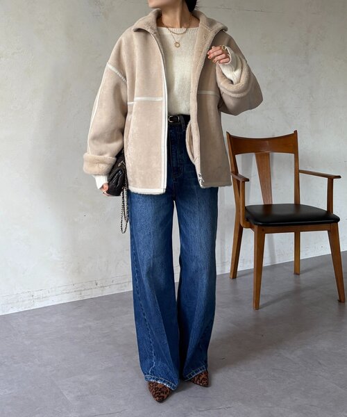 DouDou（ドゥドゥ）の「フェイクムートンショートコート（その他アウター・レディース・ブラック/ホワイト系その他・FREE）」の10枚目の写真