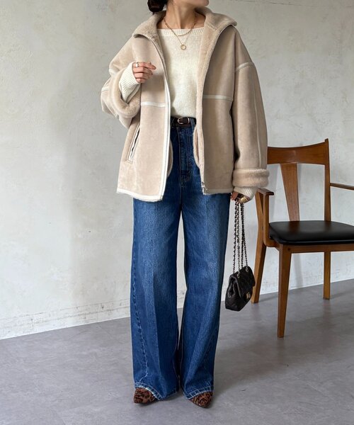 DouDou（ドゥドゥ）の「フェイクムートンショートコート（その他アウター・レディース・ブラック/ホワイト系その他・FREE）」の11枚目の写真