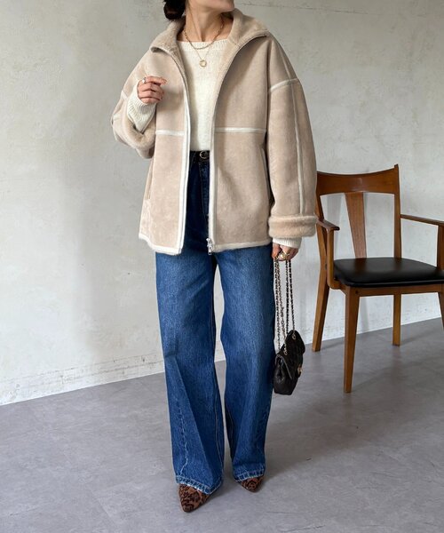 DouDou（ドゥドゥ）の「フェイクムートンショートコート（その他アウター・レディース・ブラック/ホワイト系その他・FREE）」の12枚目の写真