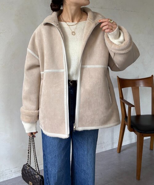 DouDou（ドゥドゥ）の「フェイクムートンショートコート（その他アウター・レディース・ブラック/ホワイト系その他・FREE）」の13枚目の写真