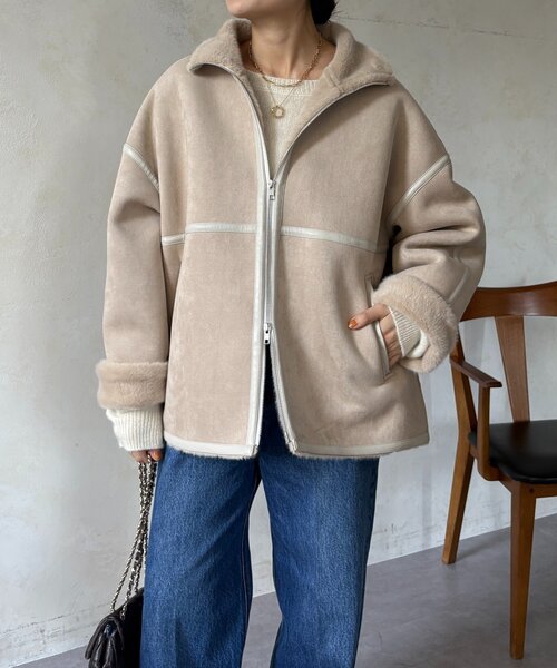 DouDou（ドゥドゥ）の「フェイクムートンショートコート（その他アウター・レディース・ブラック/ホワイト系その他・FREE）」の16枚目の写真