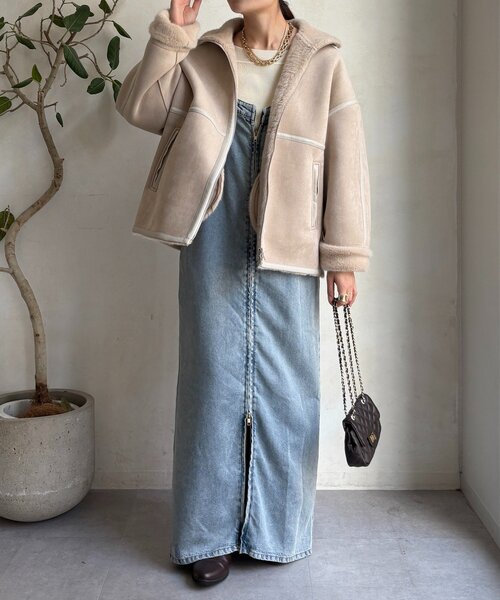 DouDou（ドゥドゥ）の「フェイクムートンショートコート（その他アウター・レディース・ブラック/ホワイト系その他・FREE）」の18枚目の写真