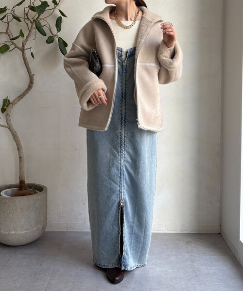 DouDou（ドゥドゥ）の「フェイクムートンショートコート（その他アウター・レディース・ブラック/ホワイト系その他・FREE）」の19枚目の写真