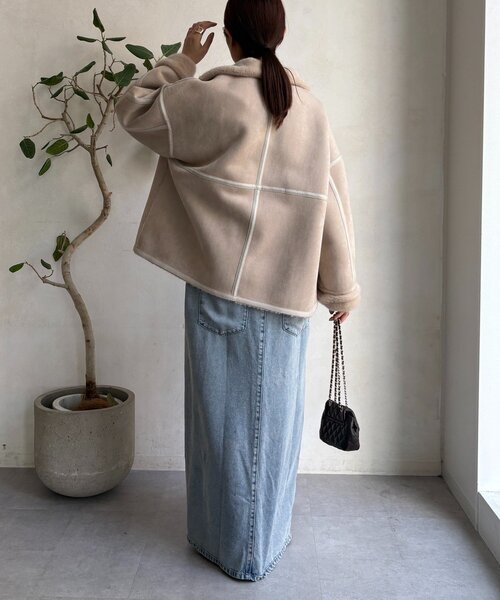 DouDou（ドゥドゥ）の「フェイクムートンショートコート（その他アウター・レディース・ブラック/ホワイト系その他・FREE）」の20枚目の写真