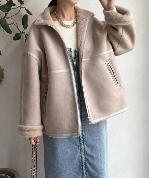 DouDou（ドゥドゥ）の「フェイクムートンショートコート（その他アウター・レディース・ブラック/ホワイト系その他・FREE）」の21枚目の写真