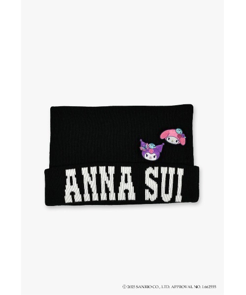 ANNA SUI（アナスイ）の「マイメロディ&クロミ 刺繍ブローチ付きネコ耳ニットワッチ（ニットキャップ/ビーニー・レディース・パープル/ピンク/オフホワイト/ブラック・FREE）」の9枚目の写真