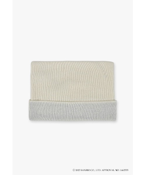 ANNA SUI（アナスイ）の「マイメロディ&クロミ 刺繍ブローチ付きネコ耳ニットワッチ（ニットキャップ/ビーニー・レディース・パープル/ピンク/オフホワイト/ブラック・FREE）」の8枚目の写真