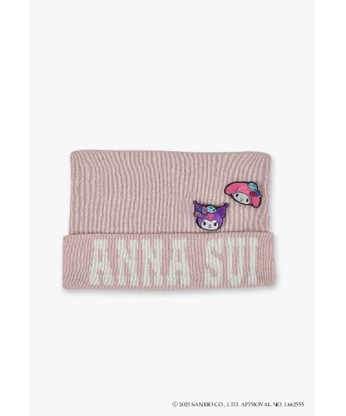 ANNA SUI（アナスイ）の「マイメロディ&クロミ 刺繍ブローチ付きネコ耳ニットワッチ（ニットキャップ/ビーニー・レディース・パープル/ピンク/オフホワイト/ブラック・FREE）」の13枚目の写真