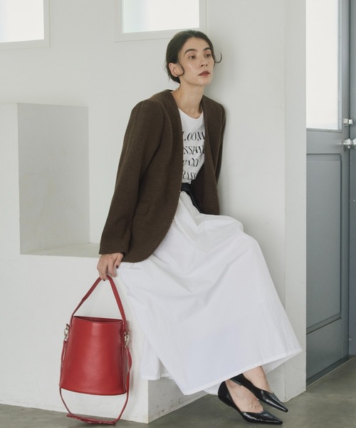 Bonjour Sagan(ボンジュールサガン)の「ノーカラーウールライクジャケット(ノーカラージャケット・レディース・チャコールグレー/ダークブラウン/オートミール・FREE)」の22枚目の写真