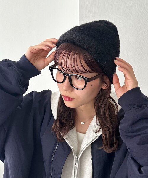 DISCOAT（ディスコート）の「ラメシャギービーニー（ニットキャップ/ビーニー・レディース・ベージュ/ブラック・FREE）」の2枚目の写真