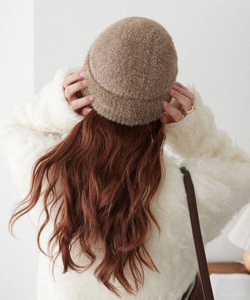 DISCOAT（ディスコート）の「ラメシャギービーニー（ニットキャップ/ビーニー・レディース・ベージュ/ブラック・FREE）」の17枚目の写真