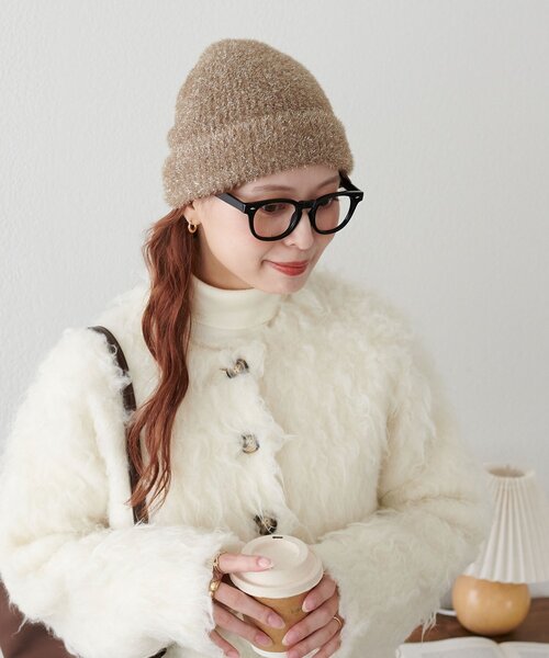 DISCOAT（ディスコート）の「ラメシャギービーニー（ニットキャップ/ビーニー・レディース・ベージュ/ブラック・FREE）」の8枚目の写真