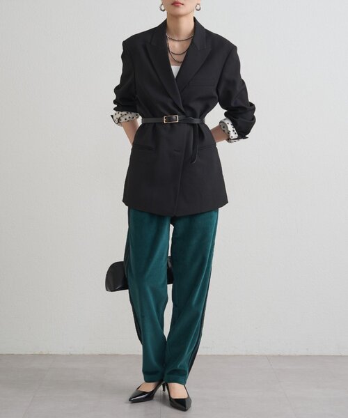 LOUNGEDRESS(ラウンジドレス)の「adidas ベロアトラックパンツ(その他パンツ・レディース・グリーン/ネイビー・SMALL)」の10枚目の写真