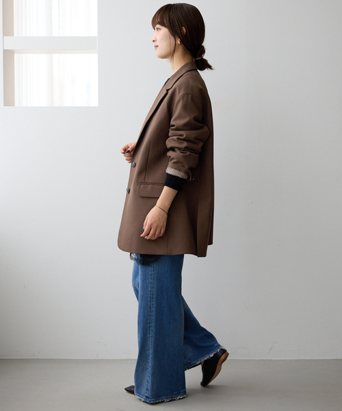 SLOBE IENA（スローブイエナ）の「《追加2》PE SHARK ビッグジャケット（テーラードジャケット・レディース・ブラック/ブラウン/ネイビー・FREE）」の7枚目の写真