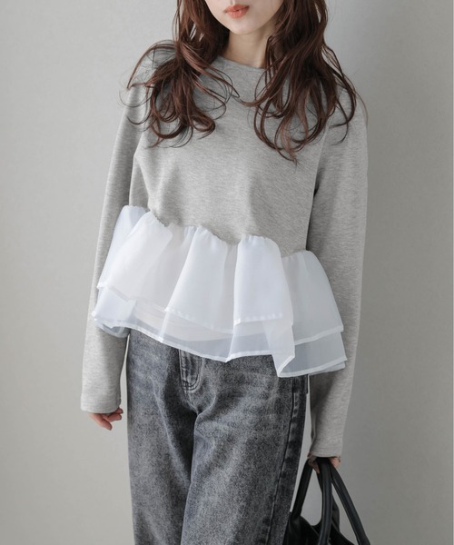 ERONIQUE BRANQUINHO シアーカットソー黒フリル ERONIQUE BRANQUINHO シアーカットソー黒フリル