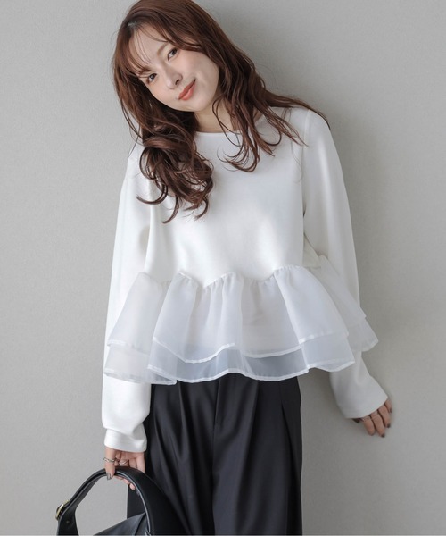 ERONIQUE BRANQUINHO シアーカットソー黒フリル ERONIQUE BRANQUINHO シアーカットソー黒フリル