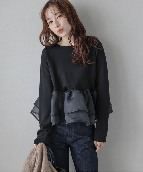 ERONIQUE BRANQUINHO シアーカットソー黒フリル ERONIQUE BRANQUINHO シアーカットソー黒フリル ERONIQUE BRANQUINHO