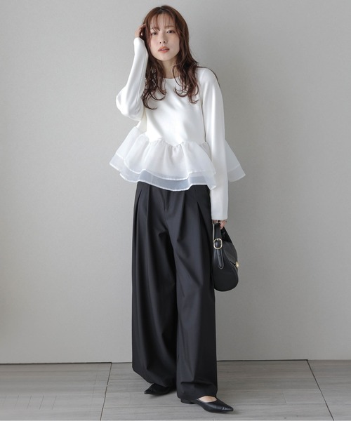 ERONIQUE BRANQUINHO シアーカットソー黒フリル ERONIQUE BRANQUINHO