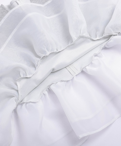 SUGAR BISKET（シュガービスケット）の「シアーフリルドッキングトップス（Tシャツ/カットソー・レディース・グレー/ホワイト/ブラック・フリー）」の7枚目の写真