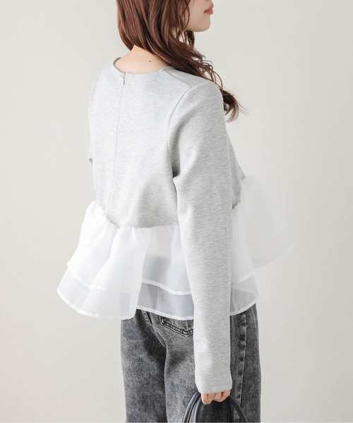 SUGAR BISKET（シュガービスケット）の「シアーフリルドッキングトップス（Tシャツ/カットソー・レディース・グレー/ホワイト/ブラック・フリー）」の10枚目の写真