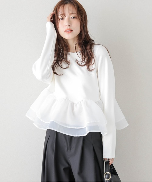 SUGAR BISKET（シュガービスケット）の「シアーフリルドッキングトップス（Tシャツ/カットソー・レディース・グレー/ホワイト/ブラック・フリー）」の18枚目の写真