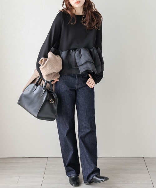 SUGAR BISKET（シュガービスケット）の「シアーフリルドッキングトップス（Tシャツ/カットソー・レディース・グレー/ホワイト/ブラック・フリー）」の14枚目の写真