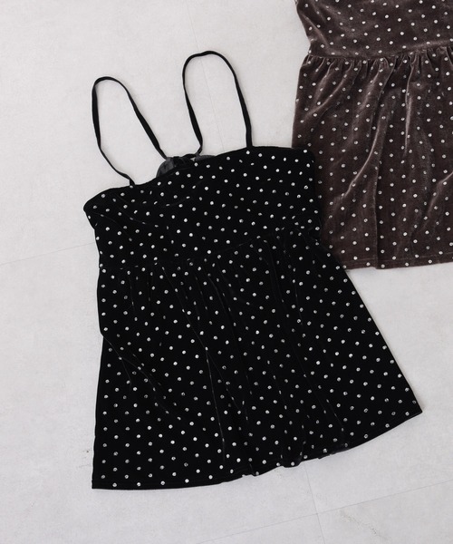 COLLAGE GALLARDAGALANTE（コラージュガリャルダガランテ）の「グリッタードットベロアキャミセットアップ（セットアップ・レディース・ブラック/ブラウン・FREE）」の2枚目の写真