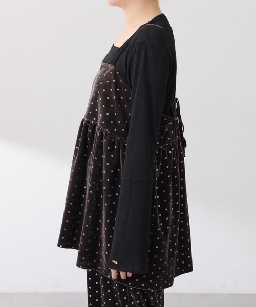 COLLAGE GALLARDAGALANTE（コラージュガリャルダガランテ）の「グリッタードットベロアキャミセットアップ（セットアップ・レディース・ブラック/ブラウン・FREE）」の7枚目の写真