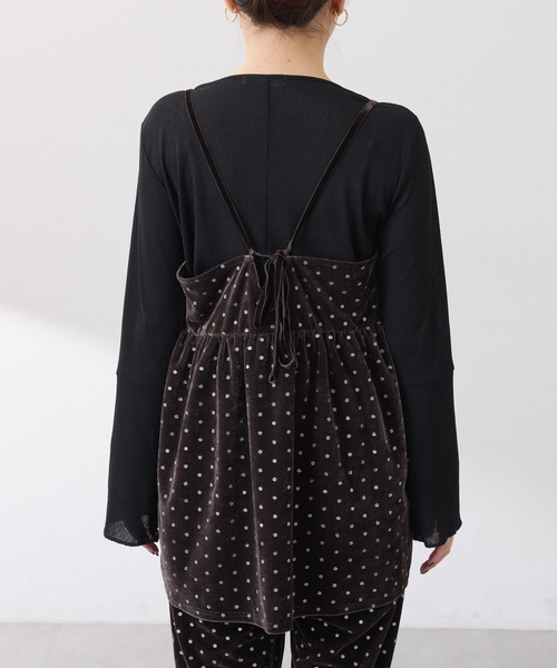 COLLAGE GALLARDAGALANTE（コラージュガリャルダガランテ）の「グリッタードットベロアキャミセットアップ（セットアップ・レディース・ブラック/ブラウン・FREE）」の8枚目の写真