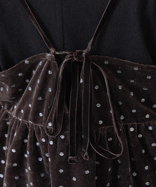 COLLAGE GALLARDAGALANTE（コラージュガリャルダガランテ）の「グリッタードットベロアキャミセットアップ（セットアップ・レディース・ブラック/ブラウン・FREE）」の9枚目の写真