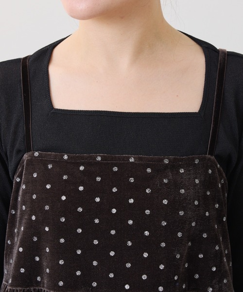COLLAGE GALLARDAGALANTE（コラージュガリャルダガランテ）の「グリッタードットベロアキャミセットアップ（セットアップ・レディース・ブラック/ブラウン・FREE）」の10枚目の写真