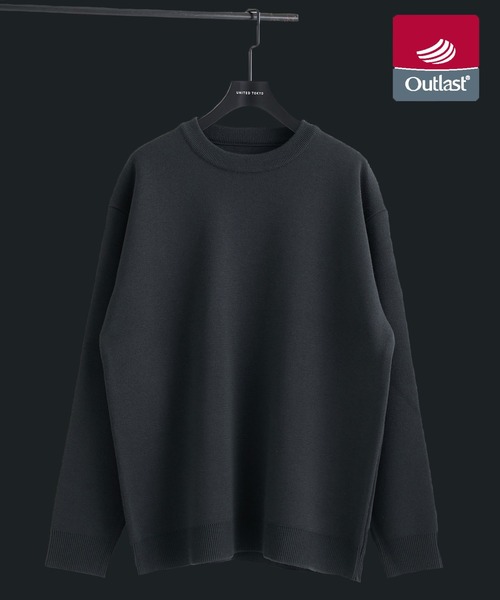 UNITED TOKYO（ユナイテッドトウキョウ）の「【春先も大活躍】アウトラスト メリノウール クルーネックニット　 温度調整素材｜ストレッチ｜イージーケア|冬服|インナー｜ウールニット｜ロングシーズン（ニット/セーター・メンズ・モカ/ライトグレー/ブラック/オリーブ/オフホワイト・1/2/3）」の5枚目の写真