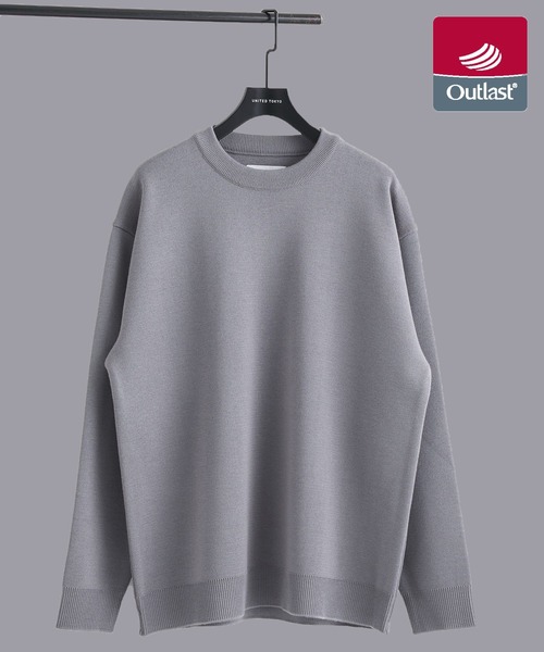 UNITED TOKYO（ユナイテッドトウキョウ）の「【春先も大活躍】アウトラスト メリノウール クルーネックニット　 温度調整素材｜ストレッチ｜イージーケア|冬服|インナー｜ウールニット｜ロングシーズン（ニット/セーター・メンズ・モカ/ライトグレー/ブラック/オリーブ/オフホワイト・1/2/3）」の3枚目の写真