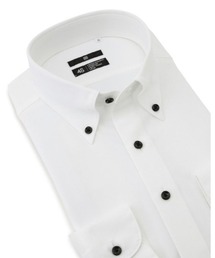 SUIT SELECT（スーツセレクト）の「【スーパーノンアイロン・ストレッチ・速乾】【長袖】【BLACK LINE】ボタンダウンワイシャツ/ホワイト×ドビー/釦・釦付糸：ブラック/「4S」（ビジネスシャツ）」