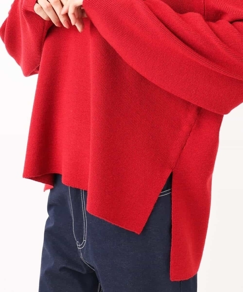 MK MICHEL KLEIN(エムケーミッシェルクラン)の「片畦編みVネックニット/洗える(ニット/セーター・レディース・アイボリー/モカ/レッド/ライトグレー/ネイビー/ライトブルー・38)」の18枚目の写真