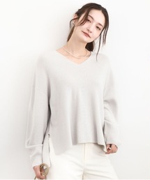 MK MICHEL KLEIN | 片畦編みVネックニット/洗える(ニット/セーター)