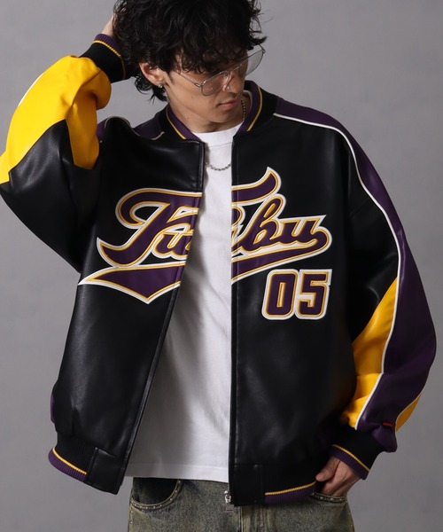 セール】【FUBU/フブ】 Faux Leather Game Jacket / フォウ レザー
