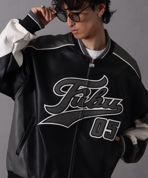 セール】【FUBU/フブ】 Faux Leather Game Jacket / フォウ レザー
