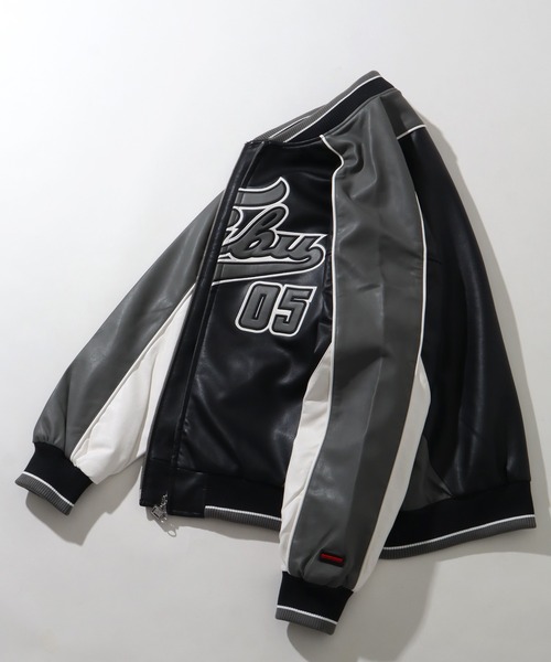 FUBU( フブ)の「【FUBU/フブ】 Faux Leather Game Jacket / フォウ レザー ゲーム ジャケット(スタジャン・メンズ・ブルー/グレー/パープル/レッド・M/L/XL)」の18枚目の写真