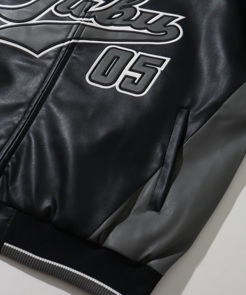 セール】【FUBU/フブ】 Faux Leather Game Jacket / フォウ レザー