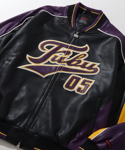 FUBU( フブ)の「【FUBU/フブ】 Faux Leather Game Jacket / フォウ レザー ゲーム ジャケット(スタジャン・メンズ・ブルー/グレー/パープル/レッド・M/L/XL)」の22枚目の写真