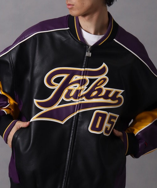 セール】【FUBU/フブ】 Faux Leather Game Jacket / フォウ レザー
