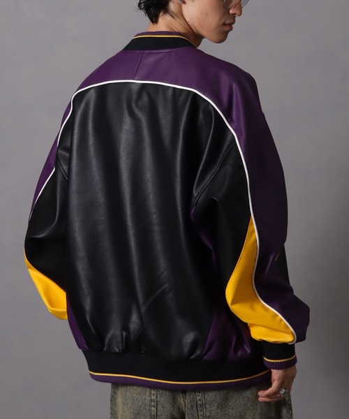 セール】【FUBU/フブ】 Faux Leather Game Jacket / フォウ レザー