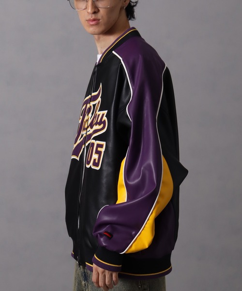 セール】【FUBU/フブ】 Faux Leather Game Jacket / フォウ レザー